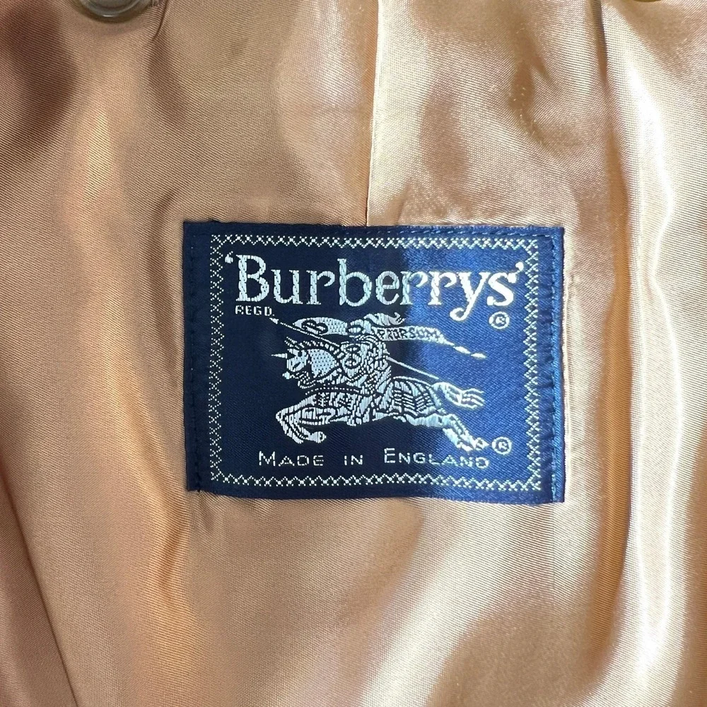 New‎ Burberry Vintage Trench Coat Beige Double Breasted Belted Check XS S - Picture 9 of 16